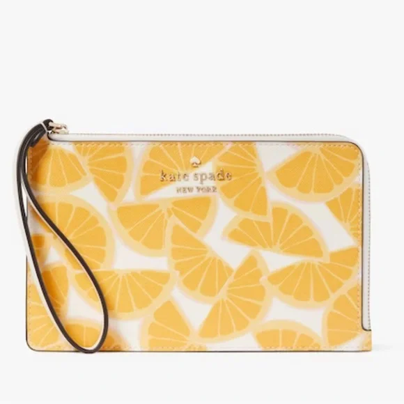kate spade New York NWT gorgeous and fun Staci Orange Toss Medium L-Zip Wristlet - Picture 4 of 13